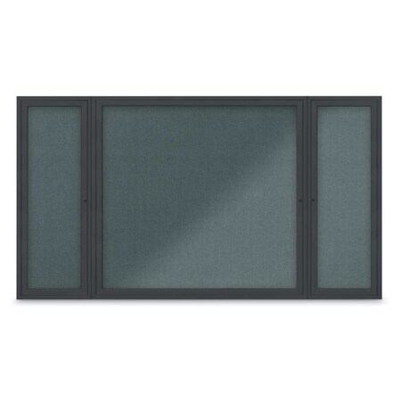 United Visual Products Indoor Enclosed Combo Board, 48"x36", Gold Frame/Wht Porc & Blue Spruce UVCB4836G-WHTPORC-BLSPRU